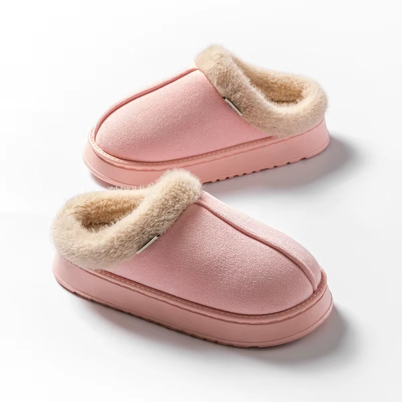 Pink Novenu CloudSoft cozy slippers on a white background